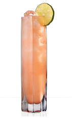 The 901 PM is a pink colored drink recipe made from 901 Silver tequila, pink grapefruit juice, lime juice and club soda, and served over ice in a highball glass garnished with a lime slice.