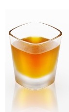 The Amaretto Rookie is an orange colored shot made from Disaronno almond liqueur and butterscotch schnapps, and served in a chilled shot glass.