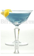 The Aviation cocktail is a classic cocktail dating back to World War I. This variation is a smooth blue cocktail made from gin, lemon juice, maraschino liqueur and The Bitter Truth violet liqueur, and served in a chilled cocktail glass. The blue color and sweet taste make for a very good wedding or cocktail party drink.