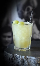 The By Joesph is an original cocktail by the distiller Joseph Cartron, made to honor pure fruit and tropical flavors. A yellow colored drink made from pear brandy, peach liqueur, lemon juice, vanilla syrup and white grapes, and served over ice in a highball glass.