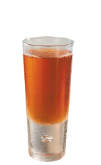 The Cajun Thunder is a spicy brown colored shot made form Southern Comfort, bourbon and Tabasco, and served in a chilled shot glass.