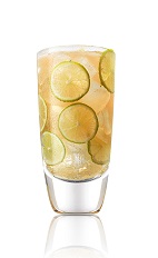 The Cali Ginger Lime drink recipe is made from Caliche rum, Angostura bitters, lime juice, ginger syrup and ginger ale, and served over ice in a highball glass.