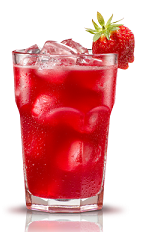 The Campari Splash is a red drink made from Campari, strawberry syrup and orange juice, and served over ice in a highball glass.