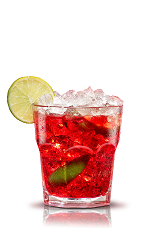 The Camparinha is an Italian variation of the classic Brazilian Caipirinha cocktail. A red drink made from Campari, lime and cane sugar, and served over ice in a rocks glass.
