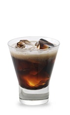 The Caramel Coffee Cream is a brown drink made from butterscotch schnapps, coffee liqueur and milk, and served over ice in a rocks glass.