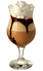 The Carolans Frappe is an exciting brown and cream colored dessert drink. Made from Carolans Irish cream, espresso, milk, cream and vanilla ice cream, and topped with chocolate syrup and whipped cream in a parfait glass.