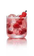 The Choco Raz Holiday Fizz drink is made from Stoli Chocolat Razberi vodka, agave nectar, club soda and raspberries, and served in an old-fashioned glass.