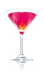 The Cointreaupolitan cocktail is a red-colored drink made from Cointreau orange liqueur, lemon juice and cranberry juice, and served in a chilled cocktail glass.