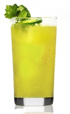The Cucumber, Cilantro and Silver is a yellow cocktail made from Patron tequila, cilantro, jalapeno, lim ejuice, agave nectar and cucumber, and served over ice in a highball glass.