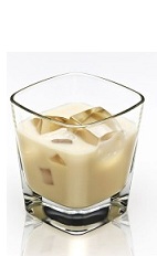 The Disaronno and Milk is a cream colored cocktail made from Disaronno and milk, and served over ice in a rocks glass.