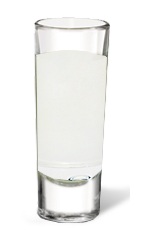 The El Jimador Slammer is a clear colored shot made from silver tequila and Sprite, and served in a chilled shot glass.