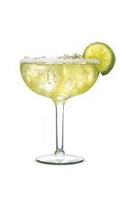The Fiery Pepper Margarita is made from SoCo Fiery Pepper, margarita mix, salt and lime, and served in a margarita glass.