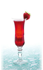 The Fraise Champagne is a strawberry red colored drink made form strawberry liqueur and champagne, and served in a chilled champagne glass.