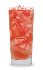 The Fuzz Pucker is a red drink made from melon schnapps, peach schnapps, grenadine and lemon-lime soda, and served over ice in a highball glass.