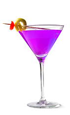The Grapetini cocktail recipe is a purple colored drink made form UV grape vodka, lemonade and triple sec, and served in a chilled cocktail glass.