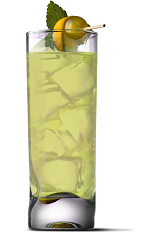 The High Tea drink recipe is a yellow colored drink made form UV Sweet Green Tea vodka and lemonade, and served over ice in a highball glass.
