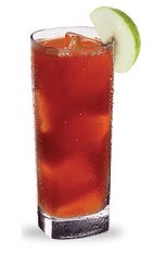 The Johnny Appleseed is a red drink celebrating everything great from the Americas. Made from red apple schnapps, bourbon and cranberry juice, and served over ice in a highball glass.