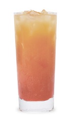 The Kentucky Sunrise is a peach colored drink made from DeKuyper Peachtree schnapps, bourbon, orange juice and grenadine, and served over ice in a highball glass.