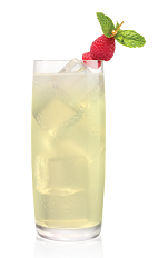 The Lemonade Raz drink is made from Stoli Razberi raspberry vodka and fresh lemonade, and served over ice in a highball glass.