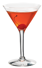 The Manhattan PAMA is a fruity way to enjoy the classic Manhattan drink recipe. A red colored cocktail made from PAMA pomegranate liqueur and bourbon, and served in a chilled cocktail glass.