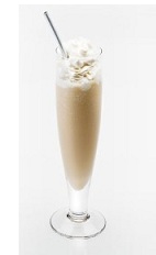 The Nutty Buddy is a relaxing after dinner treat, the perfect accompaniment for a warm fire with the one you love. A cream colored dessert cocktail made from Disaronno, chestnut preserve, vanilla ice cream and whipped cream, and served in a chilled parfait glass.