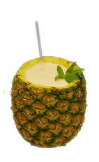 The Pineapple Passion is the ultimate tropical drink when stuck on a deserted island with your lover. Made from Cruzan Passion Fruit rum, pineapple juice, lime juice, honey, cinnamon and pineapple, and served blended inside a pineapple.