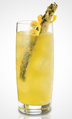 The Pineapple Twist is a yellow colored drink recipe made from Pineapple Twisted gin, sour mix and lemonade, and served over ice in a highball glass.