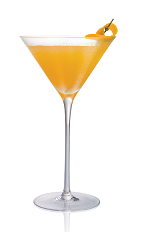 The Salted Karamel Screw cocktail is made from Stoli Salted Karamel vodka, orange juice, lemon juice and simple syrup, and served in a chilled cocktail glass.