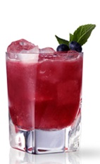 The San Francisco is a classy red colored drink named for San Francisco, California. This version is made from Martin Miller's gin, lemon juice, simple syrup, blueberries and tarragon leaves, and served over ice in a rocks glass.
