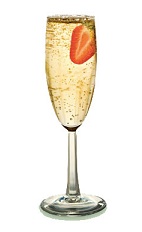 The St-Germain and Champagne cocktail is a clear colored drink made from St-Germain elderflower liqueur and chilled champagne, and served in a chilled champagne flute.