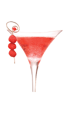 The Sweet-tini cocktail is made from Chambord flavored vodka, cranberry juice, apple juice and chilled champagne, and served in a chilled champagne glass.