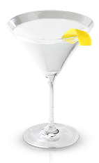 The Martini is a classic clear colored cocktail made from New Amsterdam gin, dry vermouth and a lemon twist, and served in a chilled cocktail glass.