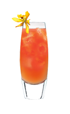 The Tongue Teaser drink is made from Smirnoff orange vodka, lemonade and cranberry juice, and served over ice in a highball glass.