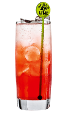 The Vodka Daisy is a colorful fruit cocktail made from vodka, Rose's lemon cordial, grenadine and club soda, and served over ice in a highball glass.