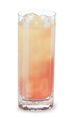 The Waterbaby is an orange colored drink made from watermelon schnapps and pineapple juice, and served over ice in a highball glass.