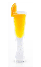 The Yeyo Mimosa is an orange colored drink made from Yeyo silver tequila, simple syrup, orange and club soda, and served in a chilled champagne flute.