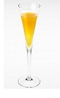 The Amaretto Mimosa is an orange colored drink made from Disaronno liqueur, orange juice and prosecco, and served in a chilled champagne flute.