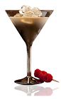 The Amarula Martini is a brown colored cocktail made from Amarula cream liqueur, gin, bitters and lemon, and served over ice in a cocktail glass.