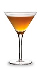 The Apple Creek Martini is an orange cocktail made from sour apple schnapps, bourbon, sour mix and cranberry juice, and served in a chilled cocktail glass.