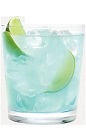 The Berry Blue Tonic drink recipe is a blue colored cocktail made from Burnett's blueberry vodka, blue curacao, tonic water and lime, and served over ice in a rocks glass.
