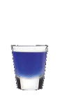 The Black and Blue shot recipe can nurse you back to health after a bruising day at the office. A blue colored drink made from Three Olives cherry vodka, raspberry liqueur and blue curacao, and served in a chilled shot glass.