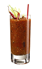 The Bloody Mary is a classic hangover cocktail made from vodka, tomato juice, lemon juice, horseradish, Worcestershire sauce, Tabasco sauce, salt, pepper and celery, and served over ice in a highball glass.