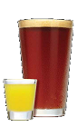 The Bromance drink recipe is a pair of drinks made from Three Olives Dude citrus vodka and lager beer, and served in a set of shot glass and beer glass.