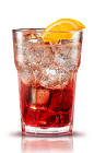 The Campari Tonic is an aperitif red drink made from Campari, tonic water and orange, and served over ice in a highball glass.