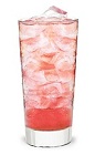 The Cherry Chill is a pink colored drink made from Pucker cherry schnapps, rum and lemon-lime soda, and served over ice in a highball glass.