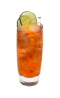 The Citrus Crush is an orange drink made from Smirnoff citrus vodka, cranberry juice and pineapple juice, and served over ice in a highball glass.
