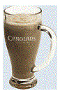 The Cream-a-Cino is a brown drink made from Carolans Irish cream, SKYY vanilla vodka, chocolate ice cream and coffee, and served blended in a beer glass or other tall handled glass.