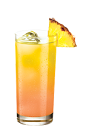 The Cypha is an orange drink made from raspberry vodka, pineapple juice and grenadine, and served over ice in a highball glass.