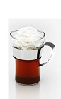 The Disaronno Tea is a warm and relaxing drink made from Disaronno, hot tea and whipped cream, and served in a warm coffee glass.