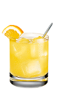 The French Peach is a yellow drink made form Smirnoff peach vodka, cognac, lemonade and passionfruit syrup, and served over ice in a rocks glass.